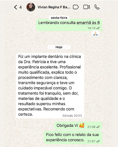 Depoimento de paciente